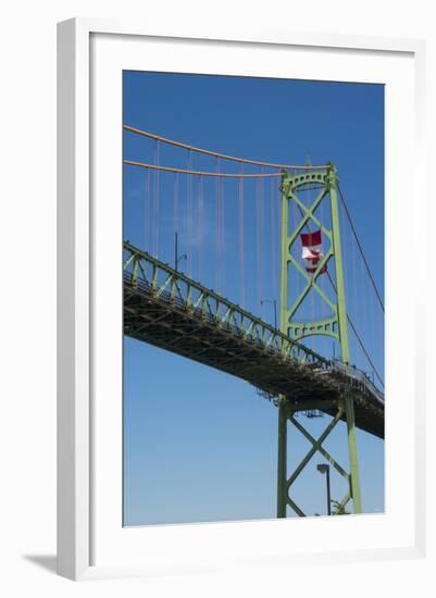 Halifax, Nova Scotia, Harbor with Large Famous Bridge Mckay Bridge with Canadian Flag Flying-Bill Bachmann-Framed Photographic Print
