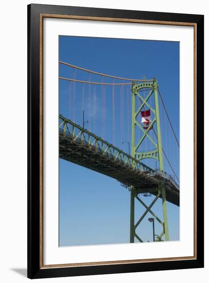 Halifax, Nova Scotia, Harbor with Large Famous Bridge Mckay Bridge with Canadian Flag Flying-Bill Bachmann-Framed Photographic Print