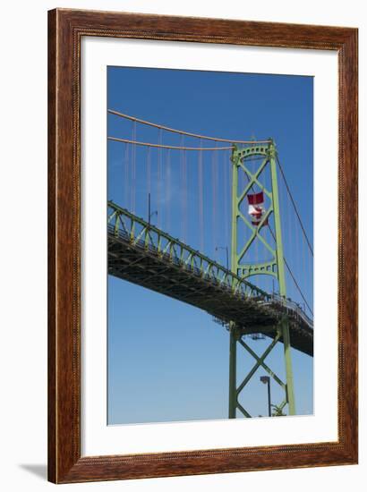 Halifax, Nova Scotia, Harbor with Large Famous Bridge Mckay Bridge with Canadian Flag Flying-Bill Bachmann-Framed Photographic Print