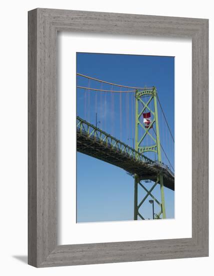 Halifax, Nova Scotia, Harbor with Large Famous Bridge Mckay Bridge with Canadian Flag Flying-Bill Bachmann-Framed Photographic Print