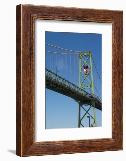 Halifax, Nova Scotia, Harbor with Large Famous Bridge Mckay Bridge with Canadian Flag Flying-Bill Bachmann-Framed Photographic Print