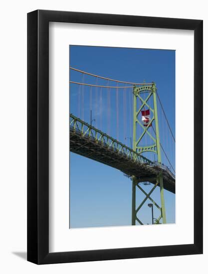 Halifax, Nova Scotia, Harbor with Large Famous Bridge Mckay Bridge with Canadian Flag Flying-Bill Bachmann-Framed Photographic Print