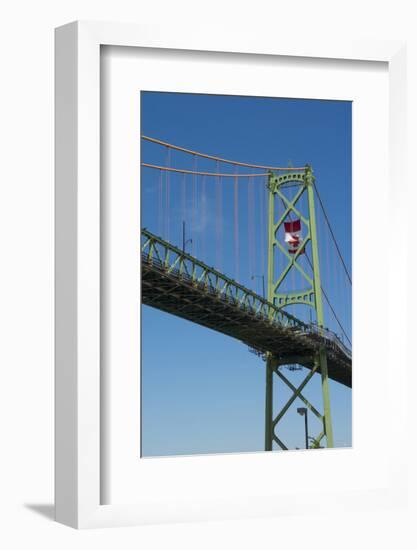 Halifax, Nova Scotia, Harbor with Large Famous Bridge Mckay Bridge with Canadian Flag Flying-Bill Bachmann-Framed Photographic Print