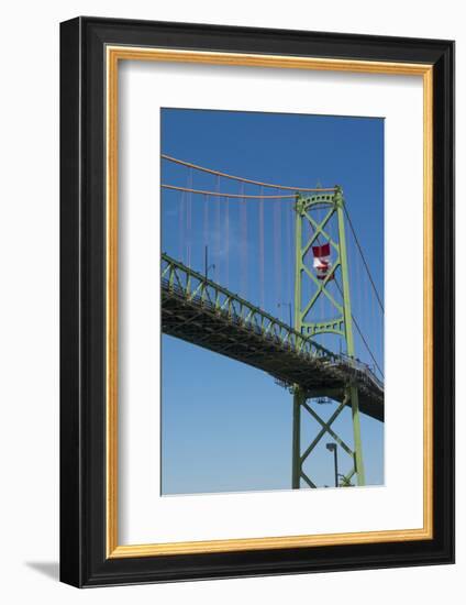 Halifax, Nova Scotia, Harbor with Large Famous Bridge Mckay Bridge with Canadian Flag Flying-Bill Bachmann-Framed Photographic Print