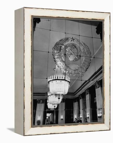 Hall of Emblems in USSR East Berlin Embassy, with Soviet Seal Embossed on Mirror-Frank Scherschel-Framed Premier Image Canvas