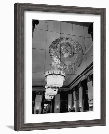 Hall of Emblems in USSR East Berlin Embassy, with Soviet Seal Embossed on Mirror-Frank Scherschel-Framed Photographic Print