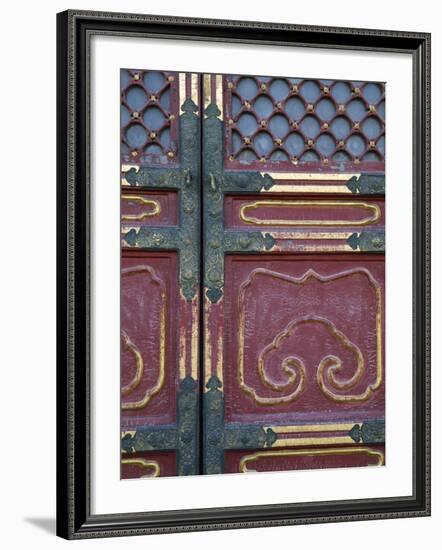 Hall of Supreme Harmony-door detail, The Forbidden City, Beijing, China-Walter Bibikow-Framed Photographic Print