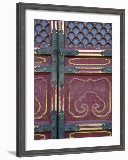 Hall of Supreme Harmony-door detail, The Forbidden City, Beijing, China-Walter Bibikow-Framed Photographic Print