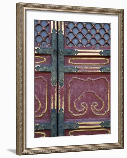 Hall of Supreme Harmony-door detail, The Forbidden City, Beijing, China-Walter Bibikow-Framed Photographic Print