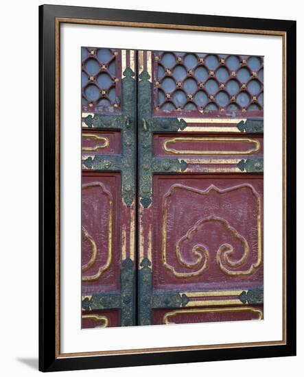 Hall of Supreme Harmony-door detail, The Forbidden City, Beijing, China-Walter Bibikow-Framed Photographic Print