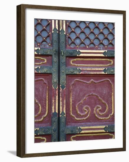 Hall of Supreme Harmony-door detail, The Forbidden City, Beijing, China-Walter Bibikow-Framed Photographic Print