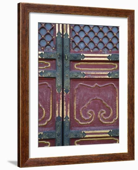 Hall of Supreme Harmony-door detail, The Forbidden City, Beijing, China-Walter Bibikow-Framed Photographic Print