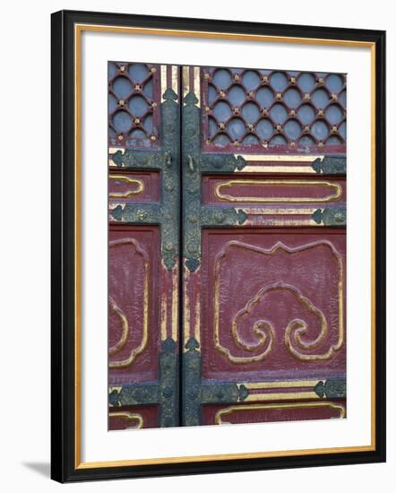 Hall of Supreme Harmony-door detail, The Forbidden City, Beijing, China-Walter Bibikow-Framed Photographic Print