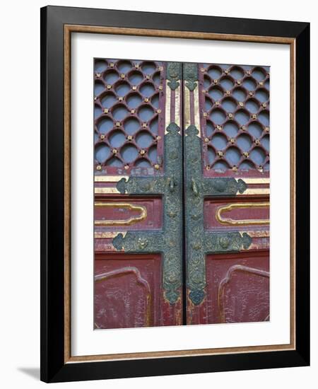 Hall of Supreme Harmony-door detail, The Forbidden City, Beijing, China-Walter Bibikow-Framed Photographic Print