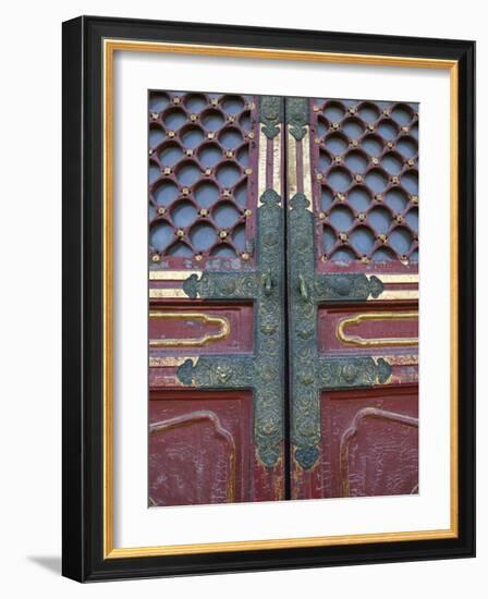 Hall of Supreme Harmony-door detail, The Forbidden City, Beijing, China-Walter Bibikow-Framed Photographic Print