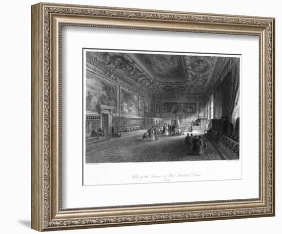 Hall of the Council of 'Five Hundred, Venice, Italy, 19th Century-E Challis-Framed Giclee Print