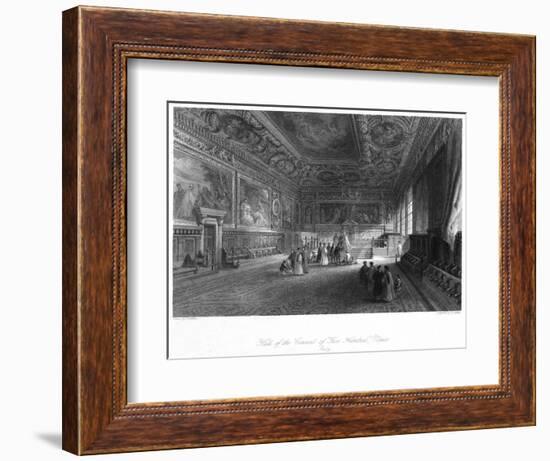 Hall of the Council of 'Five Hundred, Venice, Italy, 19th Century-E Challis-Framed Giclee Print