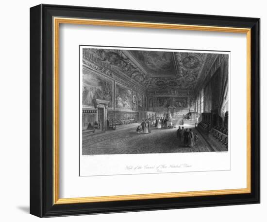 Hall of the Council of 'Five Hundred, Venice, Italy, 19th Century-E Challis-Framed Giclee Print