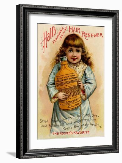 Hall's Vegetable Sicillian Hair Renewer-null-Framed Art Print