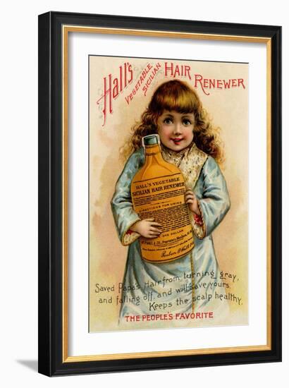 Hall's Vegetable Sicillian Hair Renewer-null-Framed Art Print