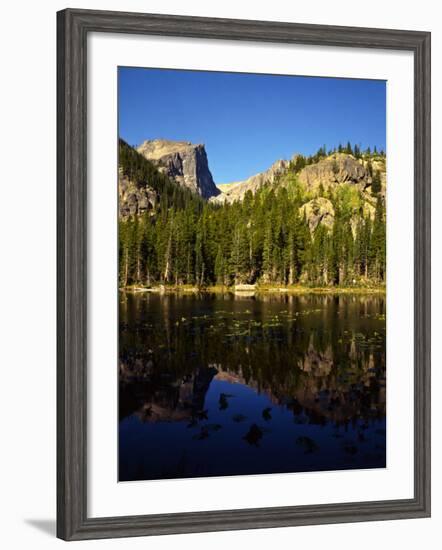 Hallet Peak Reflected in Dream Lake, Rocky Mountain National Park, Colorado, USA-Bernard Friel-Framed Photographic Print