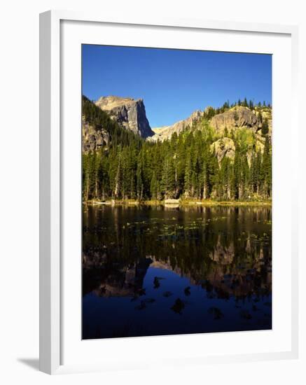 Hallet Peak Reflected in Dream Lake, Rocky Mountain National Park, Colorado, USA-Bernard Friel-Framed Photographic Print