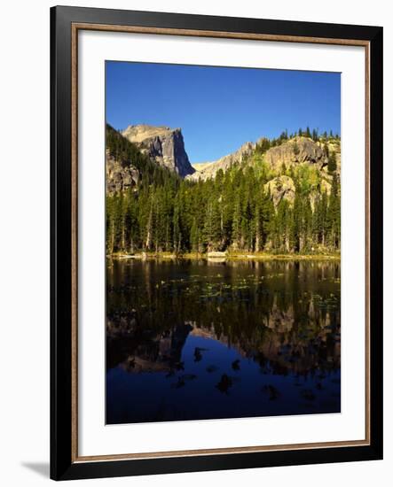 Hallet Peak Reflected in Dream Lake, Rocky Mountain National Park, Colorado, USA-Bernard Friel-Framed Photographic Print