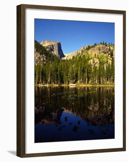 Hallet Peak Reflected in Dream Lake, Rocky Mountain National Park, Colorado, USA-Bernard Friel-Framed Photographic Print