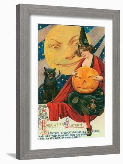 Hallow Witch Pumpkin Cat-Vintage Apple Collection-Framed Giclee Print