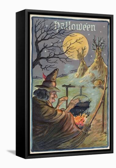 Hallowe'en Witch Works Her Magic-null-Framed Premier Image Canvas