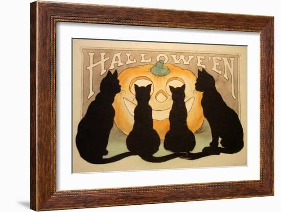 Halloween Black Cats Pumpkin-Vintage Apple Collection-Framed Giclee Print