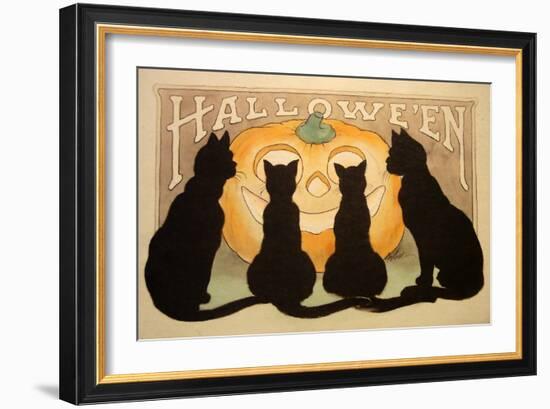 Halloween Black Cats Pumpkin-Vintage Apple Collection-Framed Giclee Print