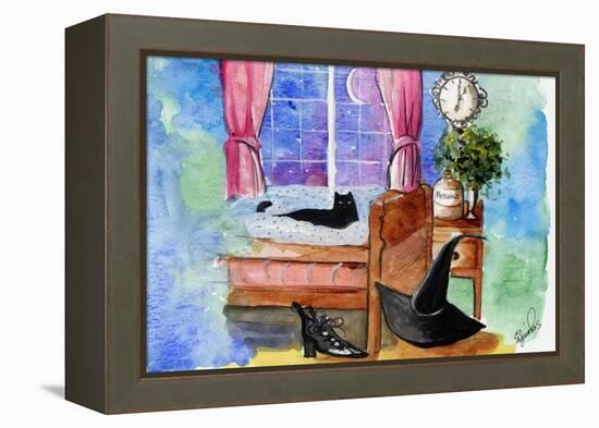 Halloween cat witch hat potions-sylvia pimental-Framed Stretched Canvas