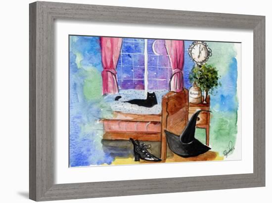 Halloween cat witch hat potions-sylvia pimental-Framed Art Print