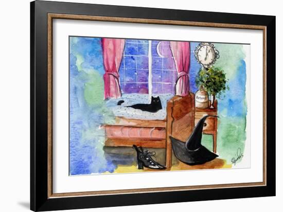 Halloween cat witch hat potions-sylvia pimental-Framed Art Print