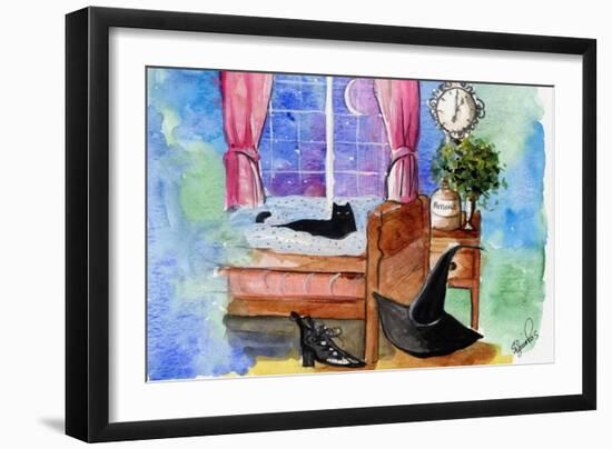 Halloween cat witch hat potions-sylvia pimental-Framed Art Print