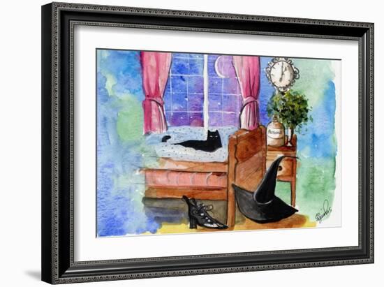 Halloween cat witch hat potions-sylvia pimental-Framed Art Print