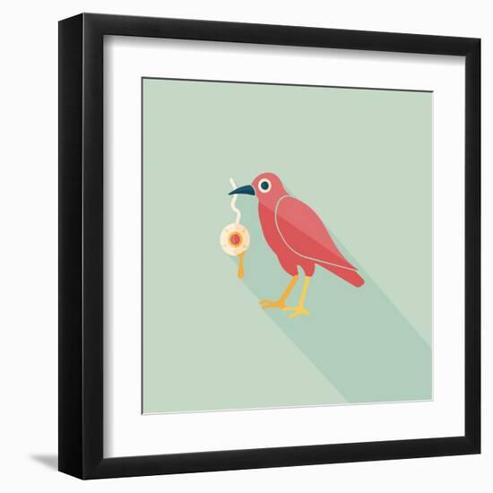 Halloween Crow and Eyeball Flat Icon with Long Shadow,Eps10-eatcute-Framed Art Print