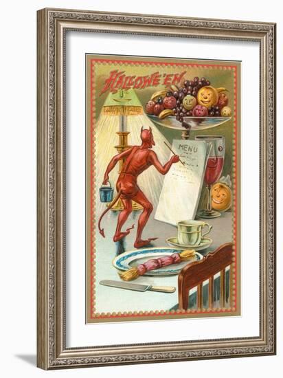 Halloween, Devil Writing Menu-null-Framed Art Print