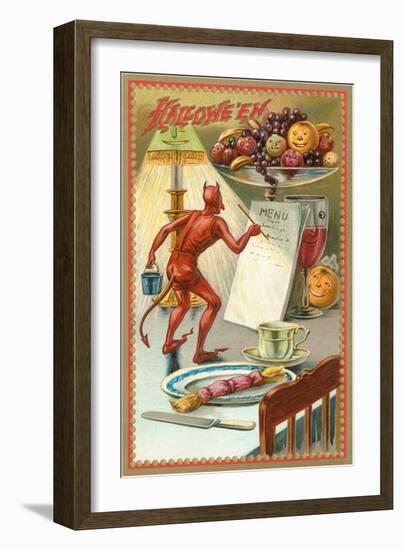 Halloween, Devil Writing Menu-null-Framed Art Print