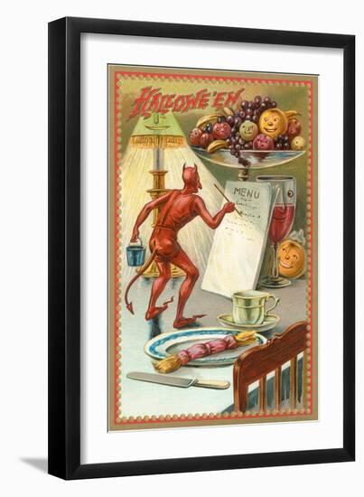 Halloween, Devil Writing Menu-null-Framed Art Print