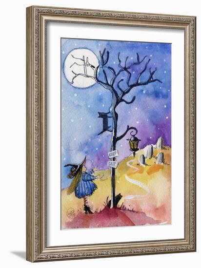 Halloween Graveyard Black Cat Keep Out-sylvia pimental-Framed Art Print