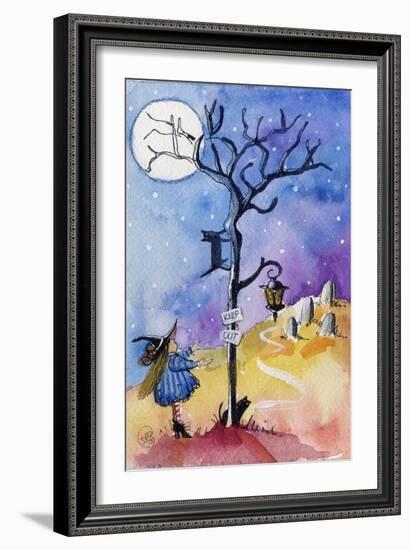 Halloween Graveyard Black Cat Keep Out-sylvia pimental-Framed Art Print