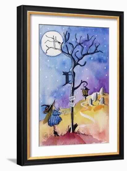 Halloween Graveyard Black Cat Keep Out-sylvia pimental-Framed Art Print