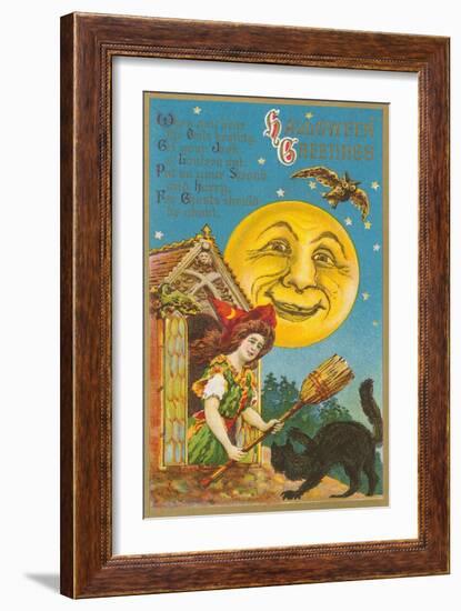 Halloween Greetings, Witch at Dormer Window-null-Framed Art Print