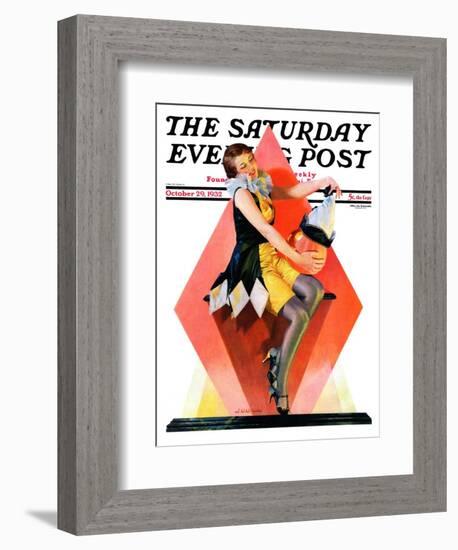 "Halloween Harlequin," Saturday Evening Post Cover, October 29, 1932-W. Wilkinson-Framed Giclee Print