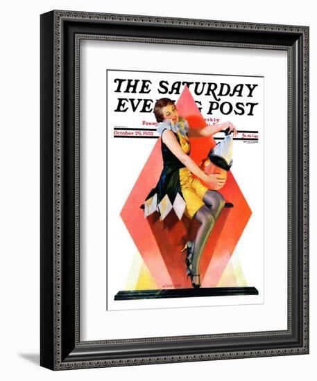 "Halloween Harlequin," Saturday Evening Post Cover, October 29, 1932-W. Wilkinson-Framed Giclee Print