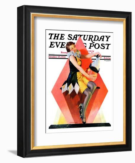 "Halloween Harlequin," Saturday Evening Post Cover, October 29, 1932-W. Wilkinson-Framed Giclee Print