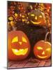 Halloween: Hollowed Out Pumpkins with Candles-Friedrich Strauss-Mounted Photographic Print