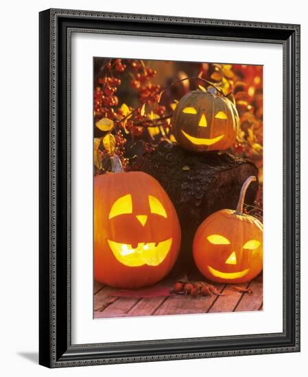 Halloween: Hollowed Out Pumpkins with Candles-Friedrich Strauss-Framed Photographic Print
